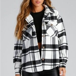 Love Tree Monochrome Plaid Jacket